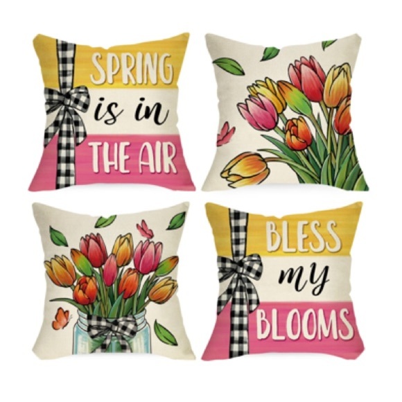 Floral and Text Decorative Throw Pillows - Picture 2 of 2